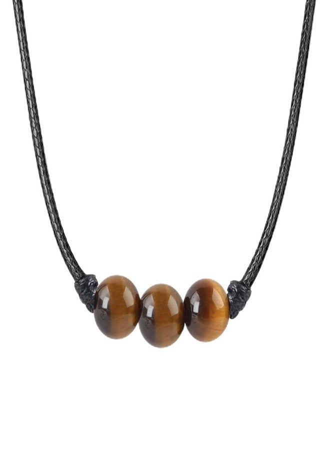 weryerker Lucky Beads Necklace Cord with Adjustable Wax Nylon Rope, Crystal Beaded Choker for Men and Women (1PC Tiger's Eye) - Image 1